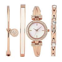 Luxury Ladies Watch Dress Watch Fashion women Watch Wristwatches Bracelet Watch Set Quartz Imitation Diamond Bohemian Charm Bangle(4pcs/set)