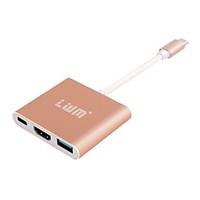 LWM USB C Hub with HDMI2.0/USB3.0/Female USB-C for MacBook / ChromeBook Pixel