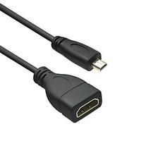 LWM Premium Gold Plated Type D Micro HDMI to Type A HDMI Female Cable 0.5Ft 0.15M for 1080P Smartphone Tablet