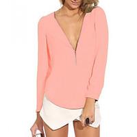 lw womens v neck long sleeve chiffon shirt