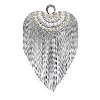L.west Women Tassel Heart-shape Pearl Diamonds Evening Bag
