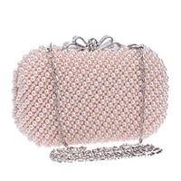 L.WEST Women High-grade Hand-made Pearl Bow Evening Bag