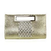 L.WEST Japanese style woman snakeskin bright leather hand bag