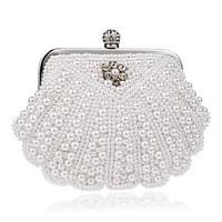 L.WEST Woman Fashion Luxury High-grade Imitation Pearl Shell Shape Evening Bag
