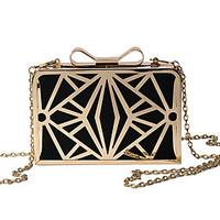 L.west Women Elegant High-grade Metal Hollow Out Bow Evening Bag