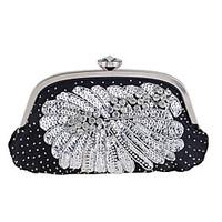 L.WEST Women\'s Fashion and Elegant Beaded Sequined Inlaid Diamonds Evening Bag