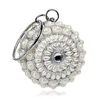 L.WEST Women\'s The Elegant Luxury Handmade Diamonds Pearl Evening Bag