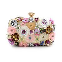 L.west Women Elegant High-grade Diamonds Flower Pearl Evening Bag