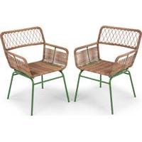 lyra outdoor dining chair set green