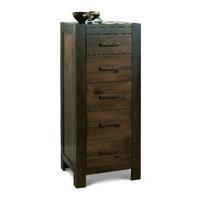 Lyon Walnut 5 Drawer Tall Chest