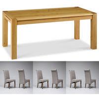 Lyon Oak Extending Dining Table 180-260cm & 6 or 8 Tivoli Oak Fabric Rollback Chairs (6 Beige Chairs)