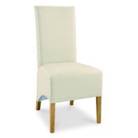 Lyon Oak Wing Back Faux Leather Dining Chairs - Ivory - Pair