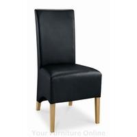 Lyon Oak Wing Back Faux Leather Dining Chairs - Black - Pair