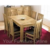 Lyon Oak Dining Table 150cm & 6 Slatted Back Chairs