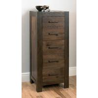 Lyon Walnut 5 Tall Chest of Drawers