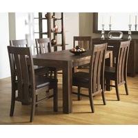 lyon walnut 150cm dining table with 6 slatted chairs