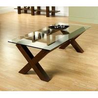 lyon walnut glass coffee table