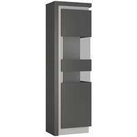 Lyon Platinum and Light Grey Gloss Display Cabinet - Tall Narrow Right Hand (Including LED Lighting)