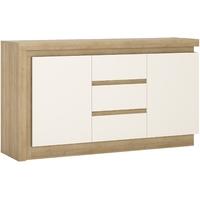 lyon riviera oak and white high gloss sideboard 2 door 3 drawer includ ...