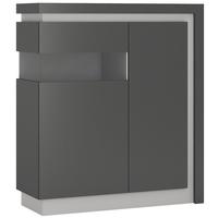 Lyon Platinum and Light Grey Gloss Designer Cabinet - 2 Door Left Hand (Including LED Lighting)