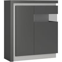 Lyon Platinum and Light Grey Gloss Designer Cabinet - 2 Door Right Hand (Including LED Lighting)