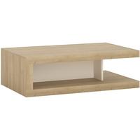 Lyon Riviera Oak and White High Gloss Designer Coffee Table On Wheels