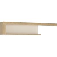 lyon riviera oak and white high gloss wall shelf 130cm