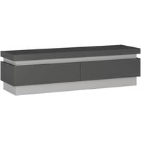 lyon platinum and light grey gloss tv cabinet 2 drawer including led l ...