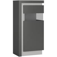 Lyon Platinum and Light Grey Gloss Display Cabinet - Small Narrow Right Hand (Including LED Lighting)