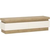 Lyon Riviera Oak and White High Gloss Tv Cabinet - 2 Drawer (Including Led Lighting)