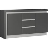 Lyon Platinum and Light Grey Gloss Sideboard - 2 Door 3 Drawer (Including LED Lighting)