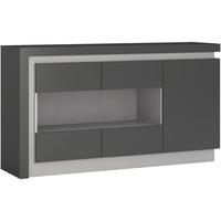 lyon platinum and light grey gloss glazed sideboard 3 door including l ...