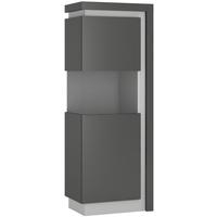 Lyon Platinum and Light Grey Gloss Display Cabinet - Large Narrow Left Hand (Including LED Lighting)