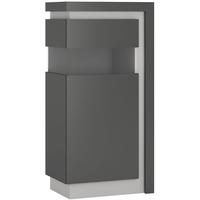 Lyon Platinum and Light Grey Gloss Display Cabinet - Small Narrow Left Hand (Including LED Lighting)