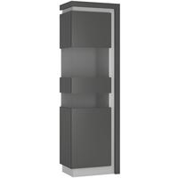 Lyon Platinum and Light Grey Gloss Display Cabinet - Tall Narrow Left Hand (Including LED Lighting)