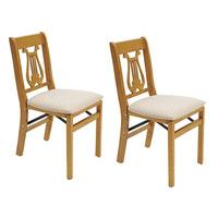 Lyre-back Folding Chairs (2), Oak