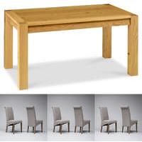 lyon oak 150cm fixed dining table 4 or 6 tivoli oak fabric rollback ch ...