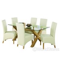 Lyon Oak 180cm Glass Dining Table