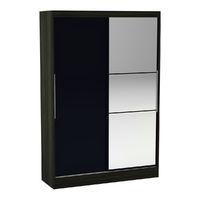 Lynx Walnut and Black 2 Door Mirrored Sliding Wardrobe