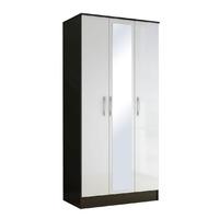 lynx black and white 3 door mirrored wardrobe