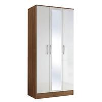 lynx walnut and white 3 door mirrored wardrobe