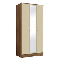 lynx walnut and cream 3 door mirrored wardrobe