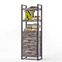 Lydia Vintage Style Bookcase In Wooden Effect With 4 Drawers