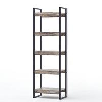 Lydia Vintage Style Bookcase In Wooden Effect With 5 Shelf