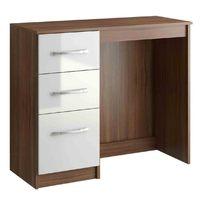 lynx walnut and white 3 drawer dressing table pre assembled