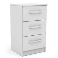 Lynx White 3 Drawer Bedside