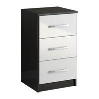 Lynx Black and White 3 Drawer Bedside Table Assembly Required