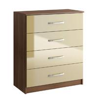 Lynx Walnut and Cream 4 Drawer Chest Pre-Assembled