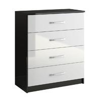 Lynx Black and White 4 Drawer Chest Pre-Assembled