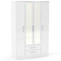 lynx white 4 door 2 drawer mirrored wardrobe birlea furniture lynx whi ...